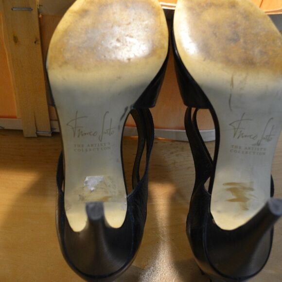 FRANCO Sarto black heels pumps genuine leather cossed front straps sexy size 6 - Picture 6 of 10